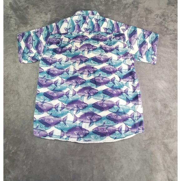 Vintage Guess Size L Hawaiian Button Up Shirt Camp Made In USA Cotton Summer C26 - Picture 7 of 8